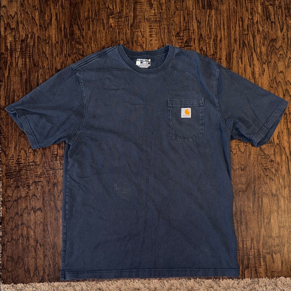 Carhartt Navy Short-Sleeve Pocket Tee with Logo Patch